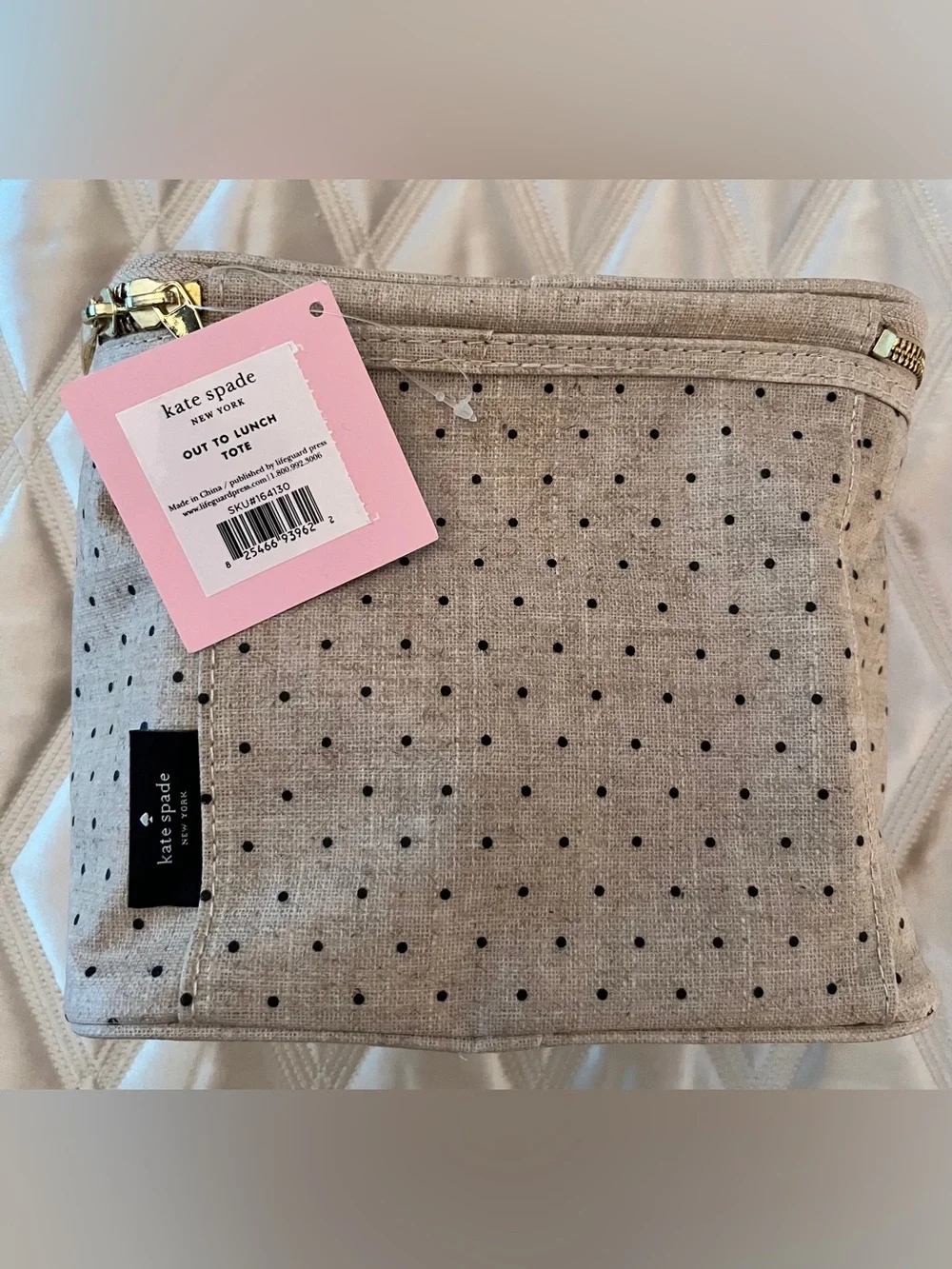 KateSpade 'Out to Lunch' Beige Polka Dot Lunch Tote